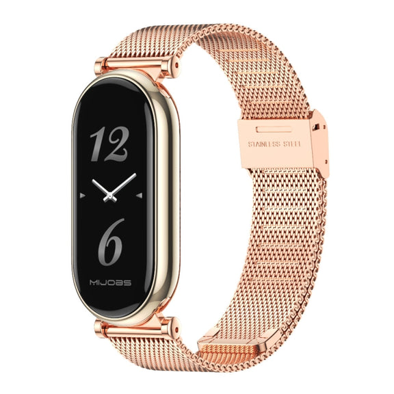 For Xiaomi Smart Band 10 / 9 / 8 Mijobs GT4 Milan Buckle Metal Watch Band(Rose Gold)