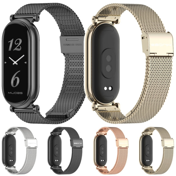 For Xiaomi Smart Band 10 / 9 / 8 Mijobs GT4 Milan Buckle Metal Watch Band(Rose Gold)