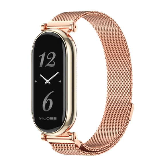For Xiaomi Smart Band 10 / 9 / 8 Mijobs GT4 Milan Magnetic Metal Watch Band(Rose Gold)