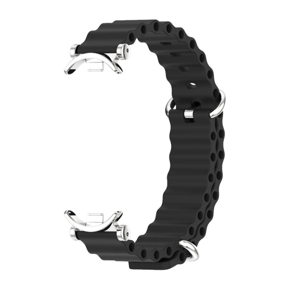 For Xiaomi Smart Band 10 / 9 / 8 Mijobs GT4 Marine Silicone Breathable Watch Band(Black Silver)
