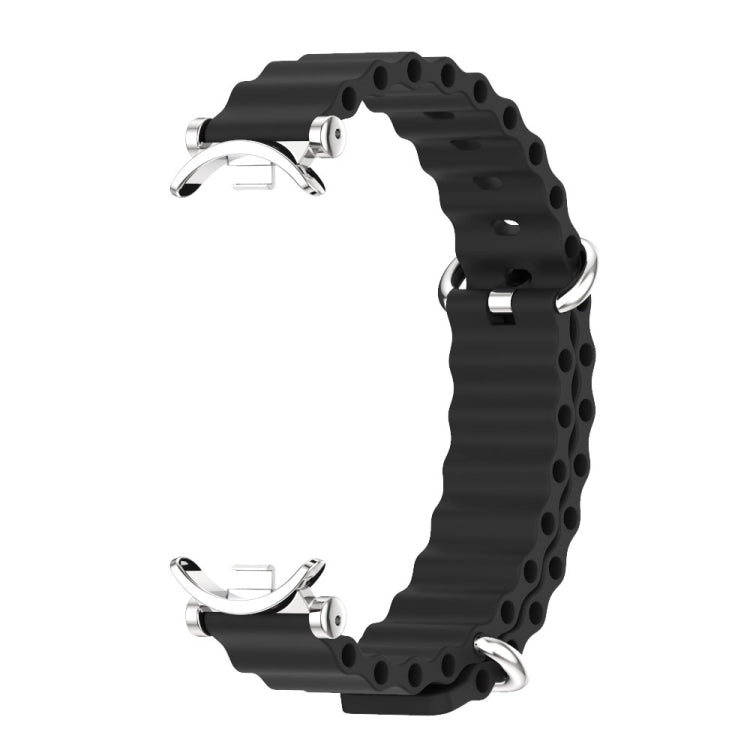 For Xiaomi Smart Band 10 / 9 / 8 Mijobs GT4 Marine Silicone Breathable Watch Band(Black Silver)