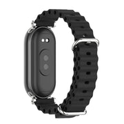 For Xiaomi Smart Band 10 / 9 / 8 Mijobs GT4 Marine Silicone Breathable Watch Band(Black Silver)