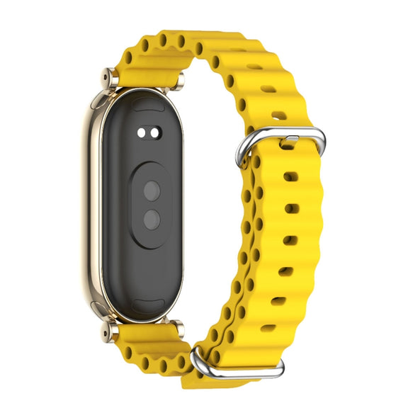 For Xiaomi Smart Band 10 / 9 / 8 Mijobs GT4 Marine Silicone Breathable Watch Band(Yellow Light Gold)