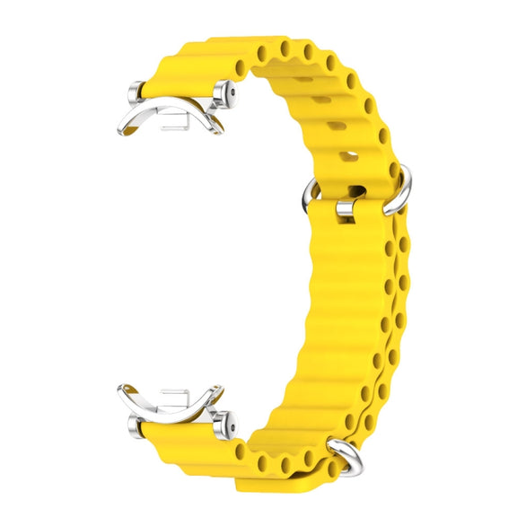 For Xiaomi Smart Band 10 / 9 / 8 Mijobs GT4 Marine Silicone Breathable Watch Band(Yellow Silver)