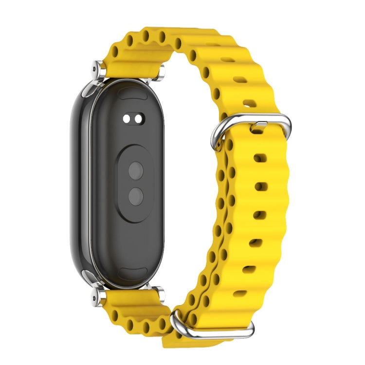 For Xiaomi Smart Band 10 / 9 / 8 Mijobs GT4 Marine Silicone Breathable Watch Band(Yellow Silver)