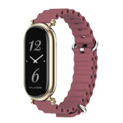 For Xiaomi Smart Band 10 / 9 / 8 Mijobs GT4 Marine Silicone Breathable Watch Band(Wine Red Light Gold)