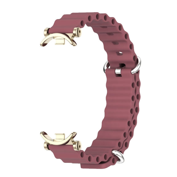 For Xiaomi Smart Band 10 / 9 / 8 Mijobs GT4 Marine Silicone Breathable Watch Band(Wine Red Light Gold)