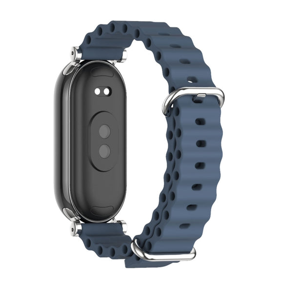 For Xiaomi Smart Band 10 / 9 / 8 Mijobs GT4 Marine Silicone Breathable Watch Band(Dark Blue Silver)