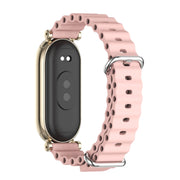 For Xiaomi Smart Band 10 / 9 / 8 Mijobs GT4 Marine Silicone Breathable Watch Band(Pink Light Gold)