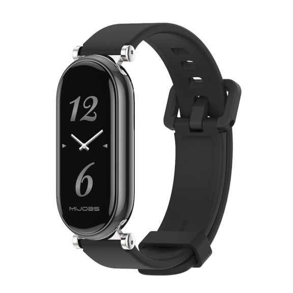 For Xiaomi Smart Band 10 / 9 / 8 Mijobs GT4 Silicone Breathable Watch Band(Black Silver)