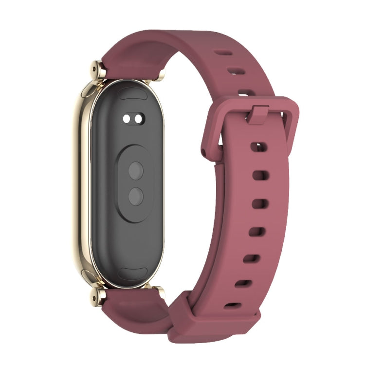 For Xiaomi Smart Band 10 / 9 / 8 Mijobs GT4 Silicone Breathable Watch Band(Wine Red Light Gold)