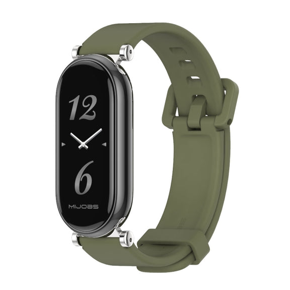 For Xiaomi Smart Band 10 / 9 / 8 Mijobs GT4 Silicone Breathable Watch Band(Army Green Silver)