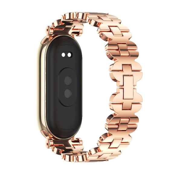 For Xiaomi Smart Band 10 / 9 / 8 Mijobs GT4 Bone Chain Metal Watch Band(Rose Gold)