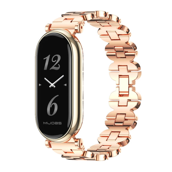 For Xiaomi Smart Band 10 / 9 / 8 Mijobs GT4 Bone Chain Metal Watch Band(Rose Gold)