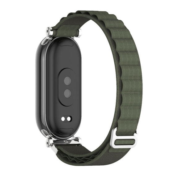 For Xiaomi Smart Band 10 / 9 / 8 Mijobs GT4 Nylon Breathable Watch Band(Army Green Silver)