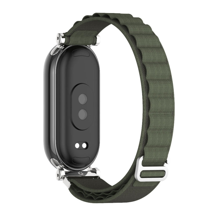 For Xiaomi Smart Band 10 / 9 / 8 Mijobs GT4 Nylon Breathable Watch Band(Army Green Silver)
