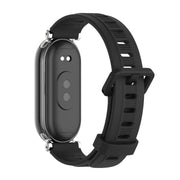 For Xiaomi Smart Band 10 / 9 / 8 Mijobs GT4 Flat Hole Silicone Watch Band(Black Silver)