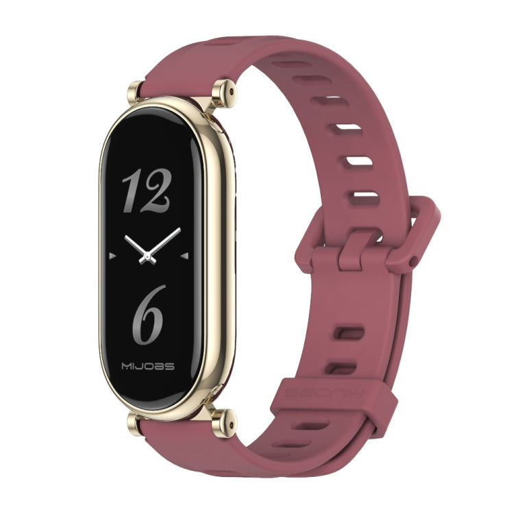 For Xiaomi Smart Band 10 / 9 / 8 Mijobs GT4 Flat Hole Silicone Watch Band(Wine Red Light Gold)