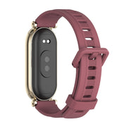 For Xiaomi Smart Band 10 / 9 / 8 Mijobs GT4 Flat Hole Silicone Watch Band(Wine Red Light Gold)