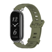 For Xiaomi Smart Band 10 / 9 / 8 Mijobs GT4 Flat Hole Silicone Watch Band(Army Green Silver)
