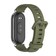 For Xiaomi Smart Band 10 / 9 / 8 Mijobs GT4 Flat Hole Silicone Watch Band(Army Green Silver)