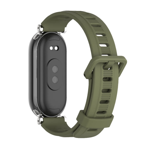 For Xiaomi Smart Band 10 / 9 / 8 Mijobs GT4 Flat Hole Silicone Watch Band(Army Green Silver)