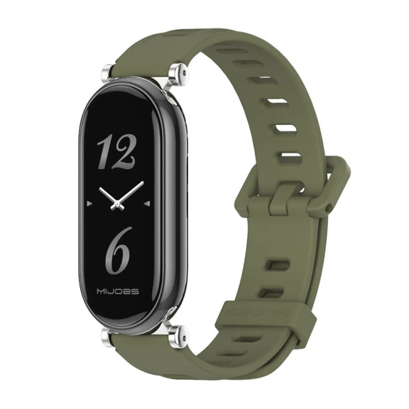 For Xiaomi Smart Band 10 / 9 / 8 Mijobs GT4 Flat Hole Silicone Watch Band(Army Green Silver)