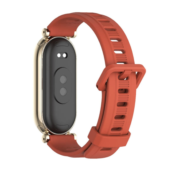 For Xiaomi Smart Band 10 / 9 / 8 Mijobs GT4 Flat Hole Silicone Watch Band(Orange Light Gold)