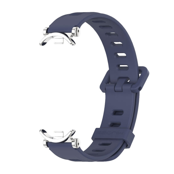 For Xiaomi Smart Band 10 / 9 / 8 Mijobs GT4 Flat Hole Silicone Watch Band(Midnight Blue Silver)