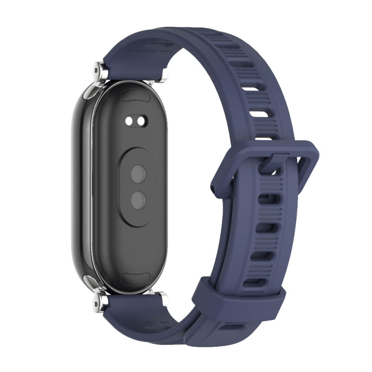 For Xiaomi Smart Band 10 / 9 / 8 Mijobs GT4 Flat Hole Silicone Watch Band(Midnight Blue Silver)