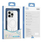 For iPhone 16 Plus ZGA Magsafe Clear PC Hybrid TPU Phone Case(Transparent)