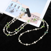 Mobile Phone Anti-lost Long Chain Flash Diamond Pearl Crossbody Lanyard(Green)