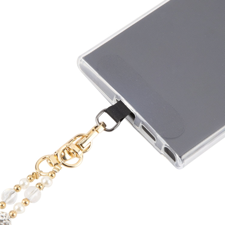 Mobile Phone Anti-lost Long Chain Flash Diamond Pearl Crossbody Lanyard(Green)