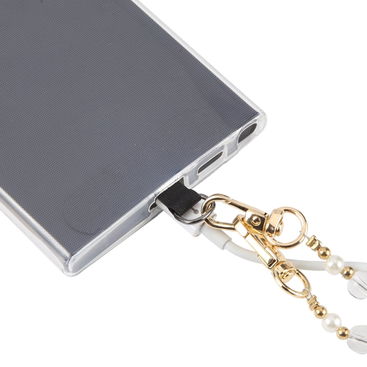 Mobile Phone Anti-lost Long Chain Flash Diamond Pearl Crossbody Lanyard(Light Yellow) - Lanyards & Wrist Straps by PMc TechLife | Online Shopping South Africa | PMc TechLife | Buy Now Pay Later Mobicred