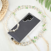 Mobile Phone Anti-lost Long Chain Flash Diamond Pearl Crossbody Lanyard(Green)
