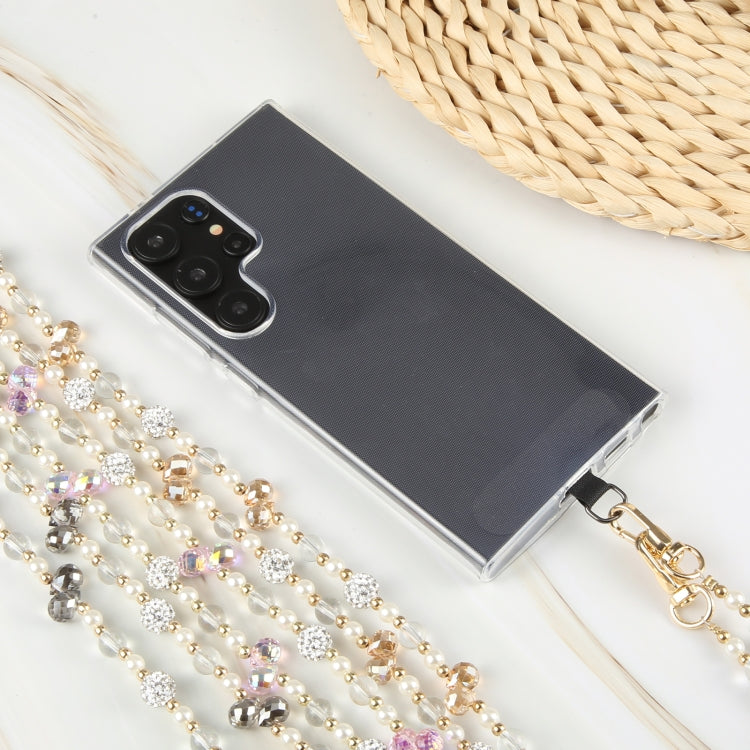 Mobile Phone Anti-lost Long Chain Flash Diamond Pearl Crossbody Lanyard(Pink) - Lanyards & Wrist Straps by PMc TechLife | Online Shopping South Africa | PMc TechLife | Buy Now Pay Later Mobicred