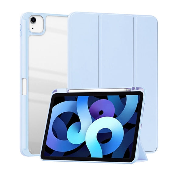 For iPad Pro 11 2022 / 2021 / 2020 ZGA Tri-Fold Voltage Smart Leather Tablet Case(Ice Blue)