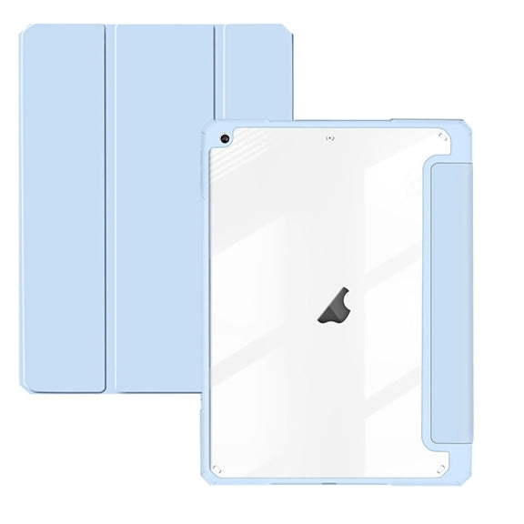 For iPad 10.2 2021/2020/2019 ZGA Tri-Fold Voltage Smart Leather Tablet Case(Ice Blue)