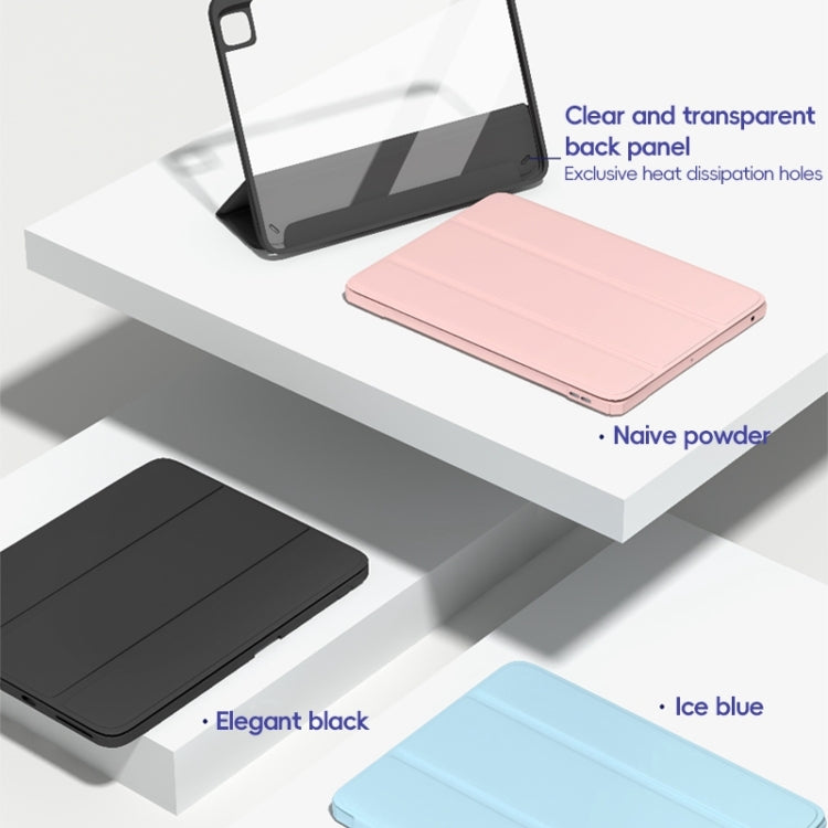 For iPad Pro 12.9 2022/2021/2020 ZGA Tri-Fold Voltage Smart Leather Tablet Case(Ice Blue)