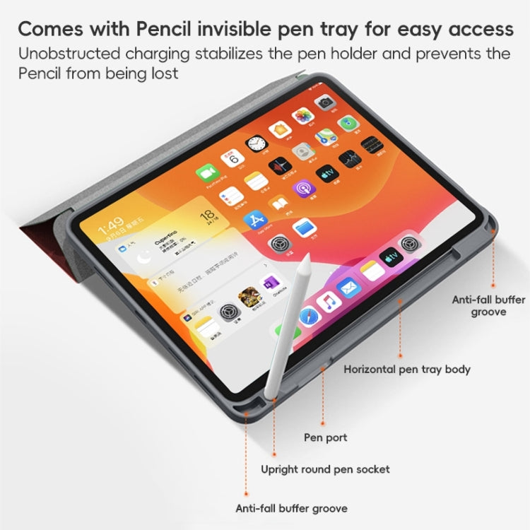 For iPad 10.2 2021/2020/2019 ZGA Tri-Fold Voltage Smart Leather Tablet Case(Black)