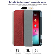 For iPad Pro 12.9 2022/2021/2020 ZGA Tri-Fold Voltage Smart Leather Tablet Case(Red)