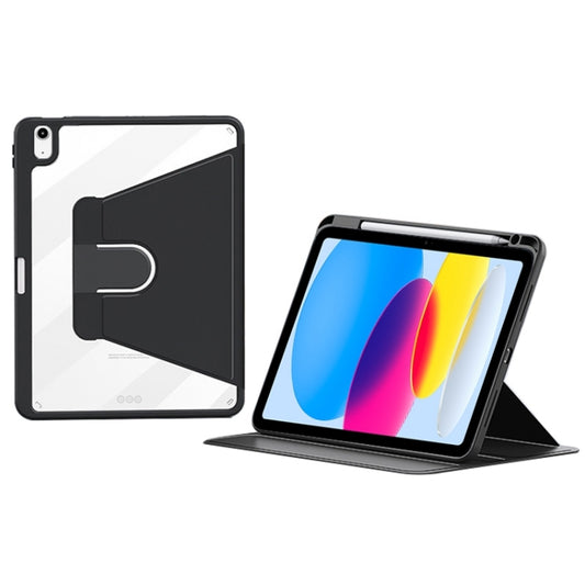 For iPad 2025 / 2022 ZGA Tri-Fold 360 Rotation Smart Leather Tablet Case(Black) - free shipping - PMC Jewellery - Order now!