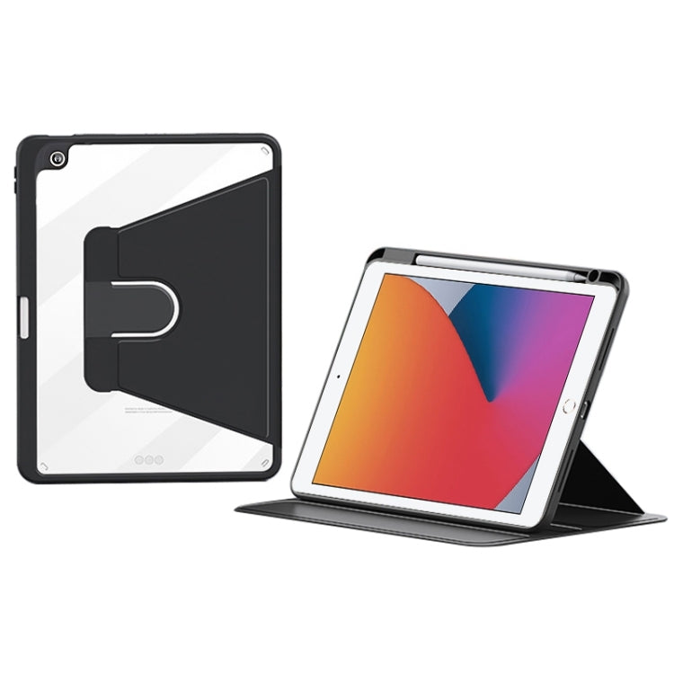 For iPad 10.2 2021/2020/2019 ZGA Tri-Fold 360 Rotation Smart Leather Tablet Case(Black) - free shipping - PMc TechLife - Order now!
