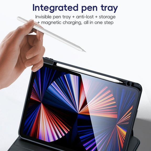 For iPad 10.2 2021/2020/2019 ZGA Tri-Fold 360 Rotation Smart Leather Tablet Case(Blue)