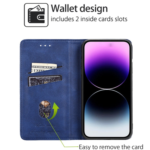 For Motorola Moto G Play 4G 2024 Cow Texture Magnetic Leather Phone Case(Blue)
