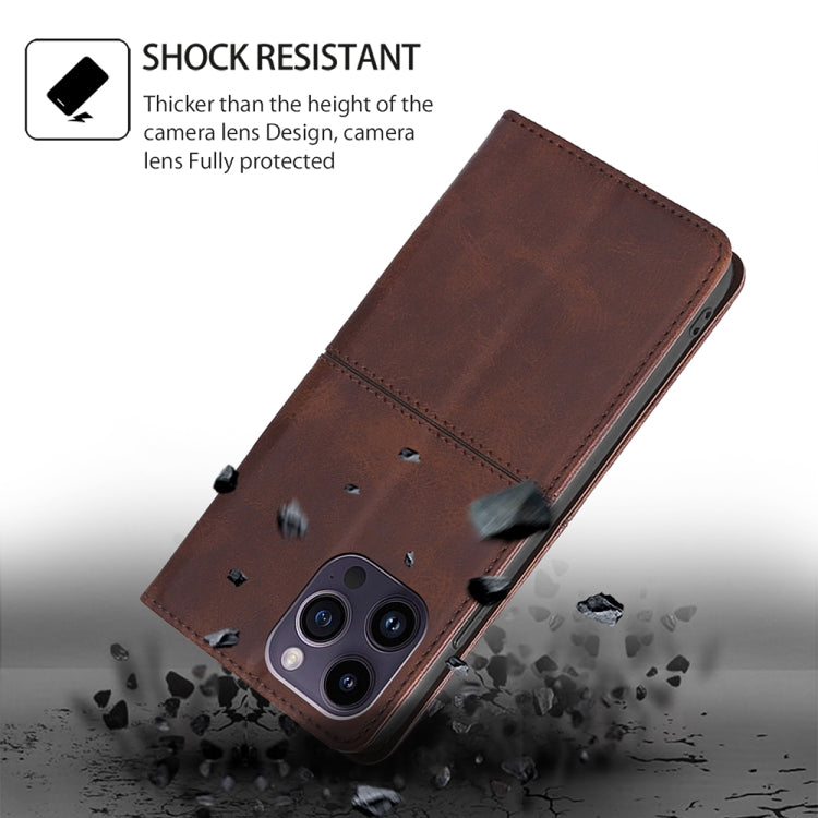 For Motorola Moto G Play 4G 2024 Cow Texture Magnetic Leather Phone Case(Dark Brown) - Motorola Cases by PMC Jewellery | Online Shopping South Africa | PMC Jewellery | Buy Now Pay Later Mobicred