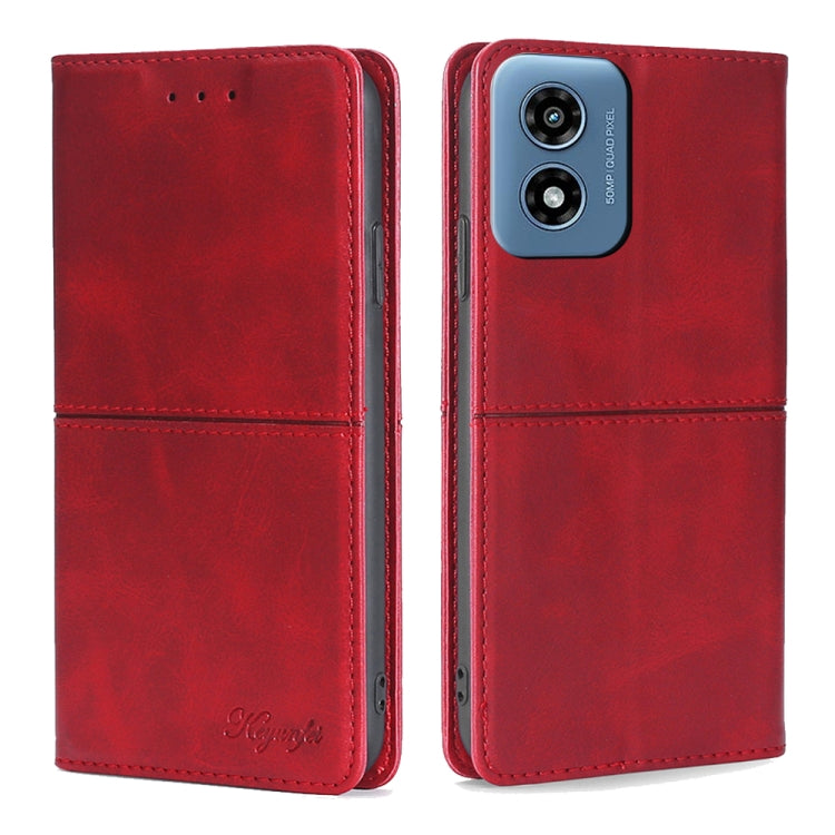 For Motorola Moto G Play 4G 2024 Cow Texture Magnetic Leather Phone Case(Red) - Motorola Cases by PMC Jewellery | Online Shopping South Africa | PMC Jewellery | Buy Now Pay Later Mobicred
