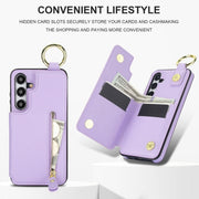 For Samsung Galaxy S24 5G Litchi Texture Zipper Double Buckle Card Bag Phone Case(Purple)