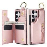 For Samsung Galaxy S24 Ultra 5G Litchi Texture Zipper Double Buckle Card Bag Phone Case(Rose Gold)