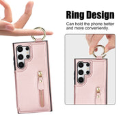 For Samsung Galaxy S24 Ultra 5G Litchi Texture Zipper Double Buckle Card Bag Phone Case(Rose Gold)